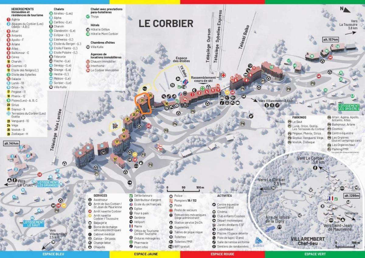 Corbier Centre Vostok 32m2 Balcon Sud Vue Pistes Classe Tourisme Appartement